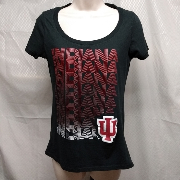 Indiana University Junior Tee, M 7/9,  Black red letters, pre-owned - Picture 1 of 5